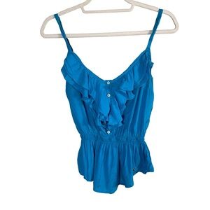 Hollister Vibrant Blue Ruffled Peplum Camisole Size S Boho Festival Lightweight